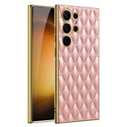 GKK Galaxy S24 Ultra Skal Diamond Hybrid Läder Ljus Rosa