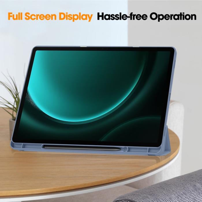 Bild 5, Galaxy Tab S9 FE Plus Fodral Tri-Fold Pennhållare Lila
