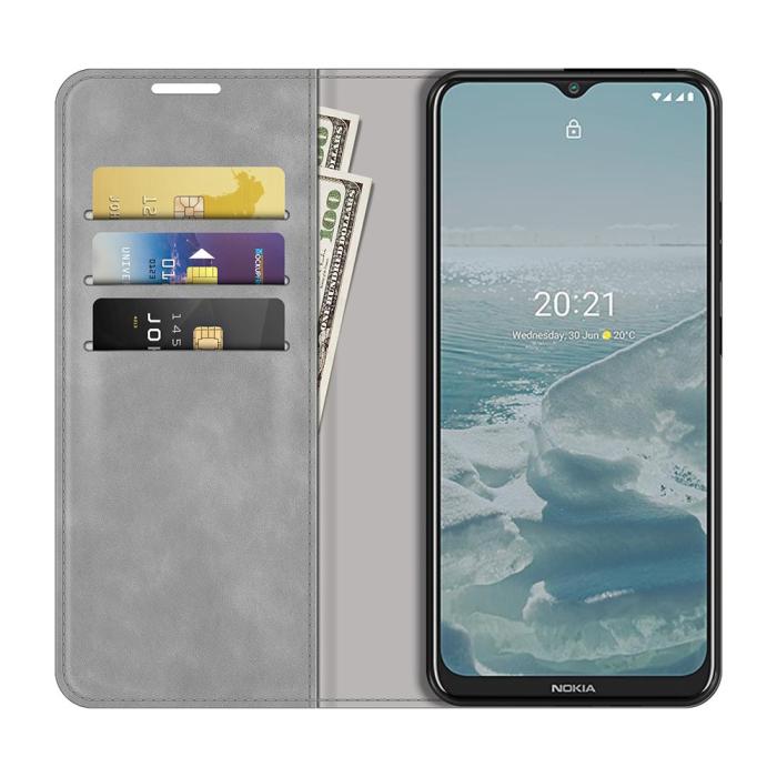 Bild 4, Nokia G10 / G20 Fodral Skin Touch Läder Grå