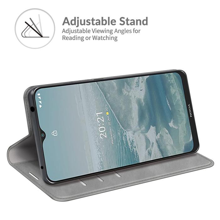 Bild 5, Nokia G10 / G20 Fodral Skin Touch Läder Grå