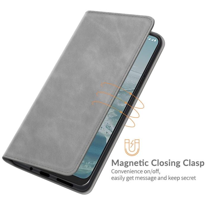 Bild 6, Nokia G10 / G20 Fodral Skin Touch Läder Grå