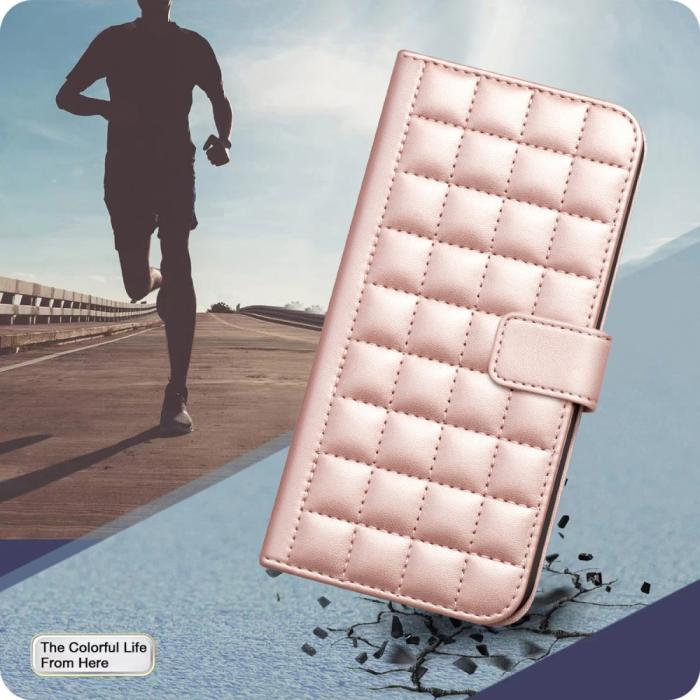 Bild 5, Samsung Galaxy S25 Ultra Fodral Läder Rutor Roséguld