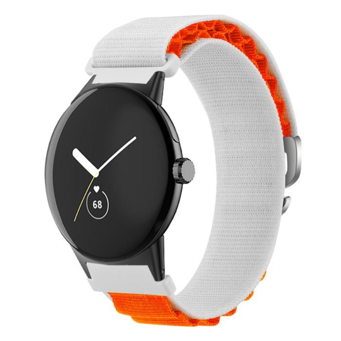 Bild 3, Google Pixel Watch / Watch 2 Armband Nylon Pro Vit/Orange