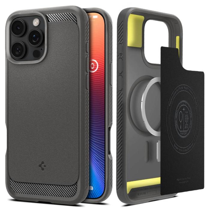 Bild 1, Spigen iPhone 16 Pro Max Skal MagSafe Rugged Armor Grå