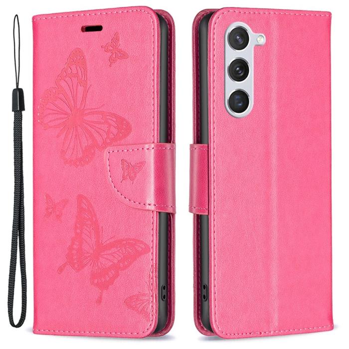 Bild 1, Samsung Galaxy S23 Fodral Med Fjäril Tryck Rosa