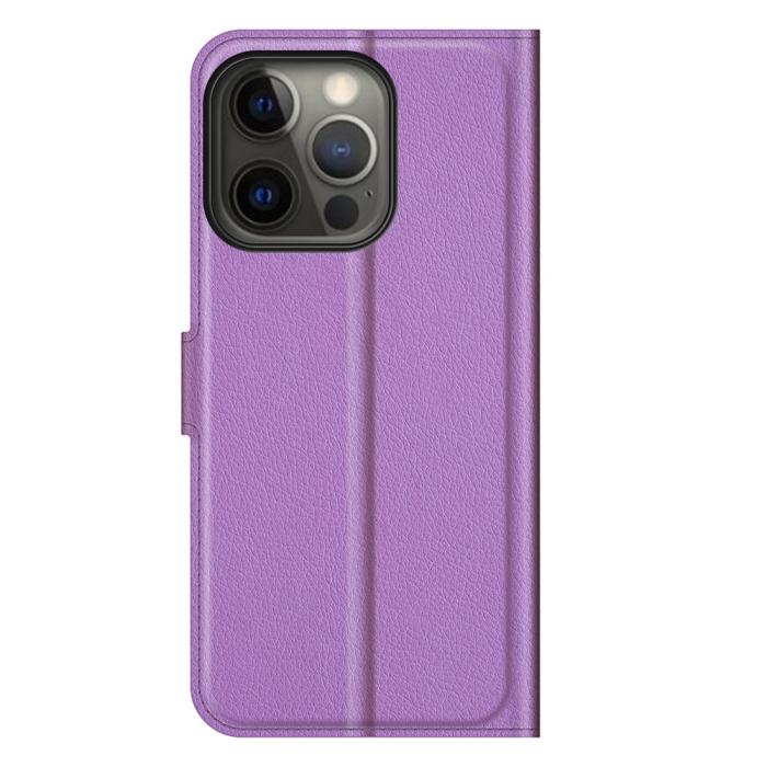 Bild 6, iPhone 13 Pro - Litchi Läder Fodral - Lila
