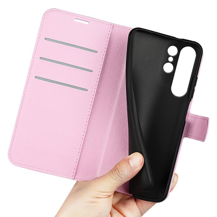 Bild 4, Samsung Galaxy S24 Ultra Fodral Läder Litchi Ljus Rosa