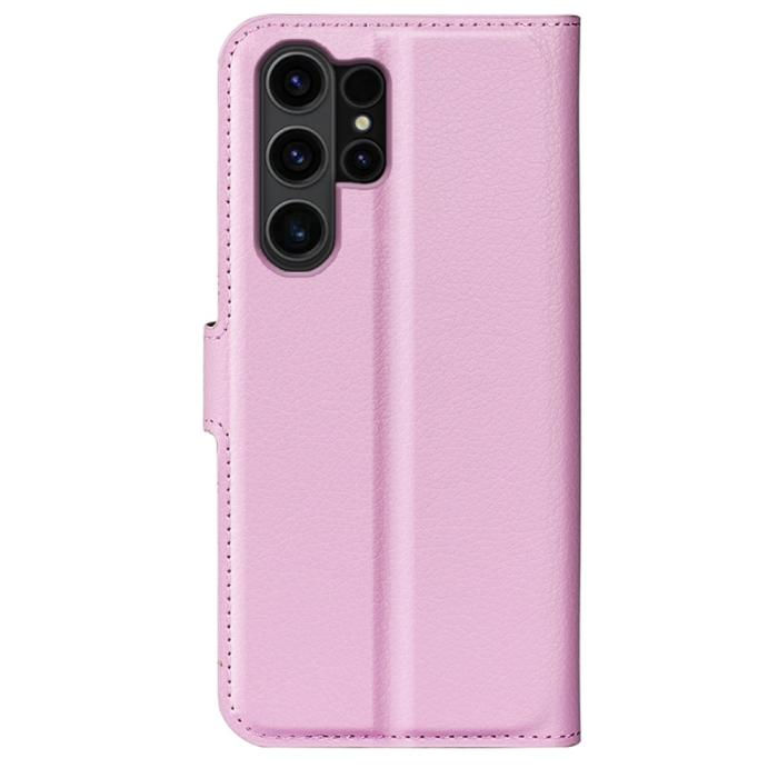 Bild 6, Samsung Galaxy S24 Ultra Fodral Läder Litchi Ljus Rosa