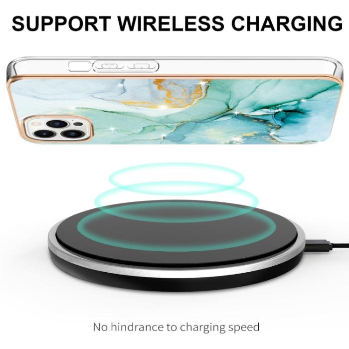 Bild 3, iPhone 14 Pro Skal Marmor Electroplate TPU