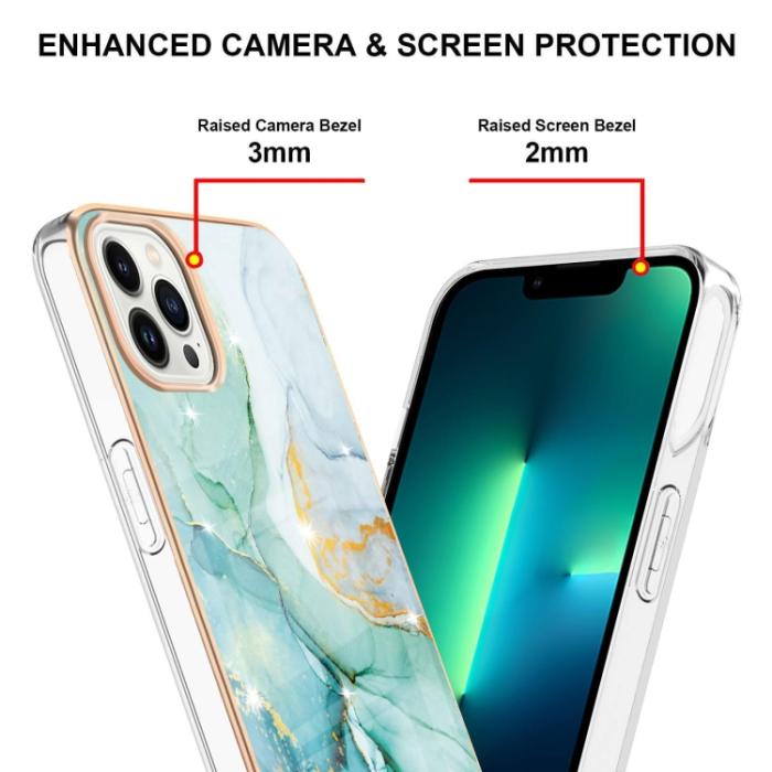 Bild 4, iPhone 14 Pro Skal Marmor Electroplate TPU