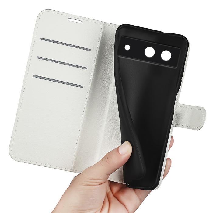 Bild 4, Google Pixel 8A Litchi Läder Fodral Vit