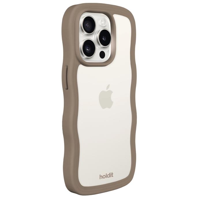 Bild 3, holdit iPhone 14 Pro Max Skal Wavy Mocha Brown Transparent