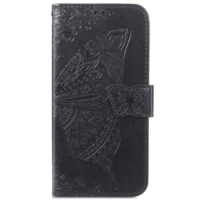 Bild 2, Samsung Galaxy S22 Plus Fodral Butterfly Tryckt Läder Svart