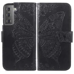 Samsung Galaxy S22 Plus Fodral Butterfly Tryckt Läder Svart