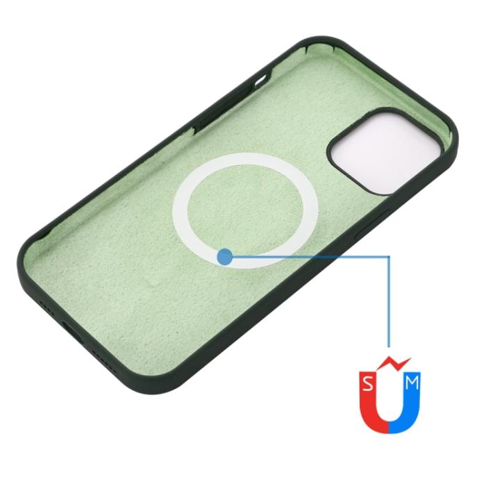 Bild 4, iPhone 15 Pro Skal MagSafe Silikon Mörk Grön