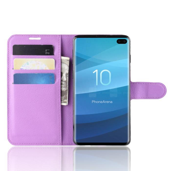 Bild 4, Samsung Galaxy S10 Plus - Litchi Plånboksfodral - Lila