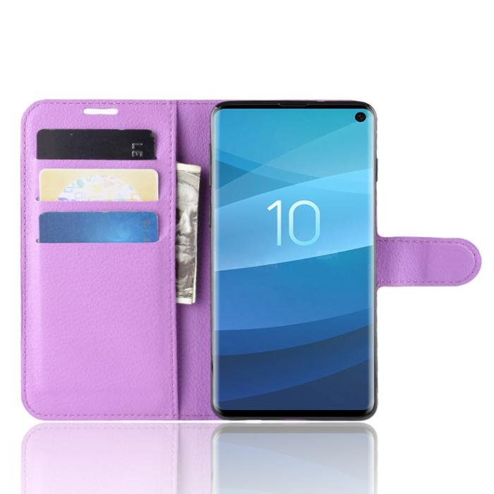 Bild 4, Samsung Galaxy S10 - Litchi Plånboksfodral - Lila