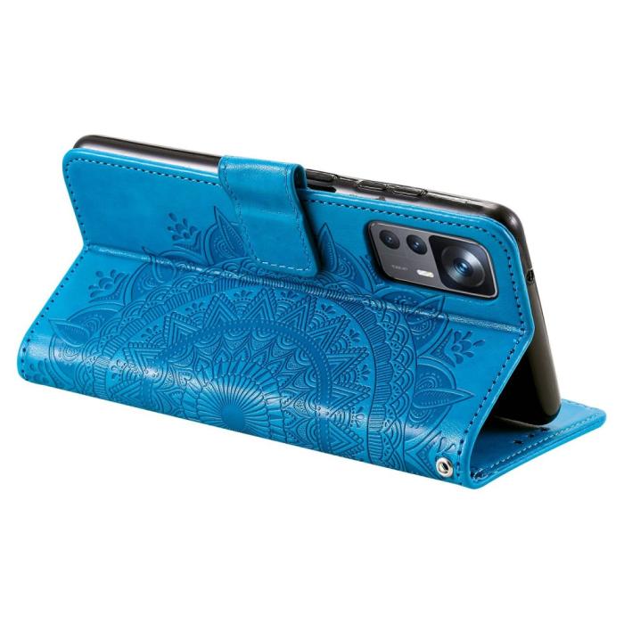 Bild 4, Xiaomi 12T / 12T Pro Fodral Mandala Läder Blå