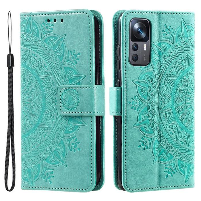 Bild 1, Xiaomi 12T / 12T Pro Fodral Mandala Läder Grön