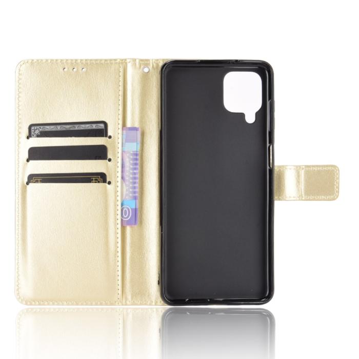 Bild 4, Samsung Galaxy A12 - Crazy Horse Fodral - Guld