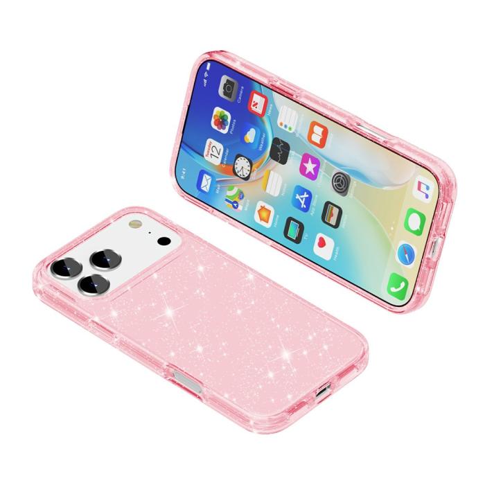 Bild 4, iPhone 17 Pro Skal Hybrid Glitter Rosa
