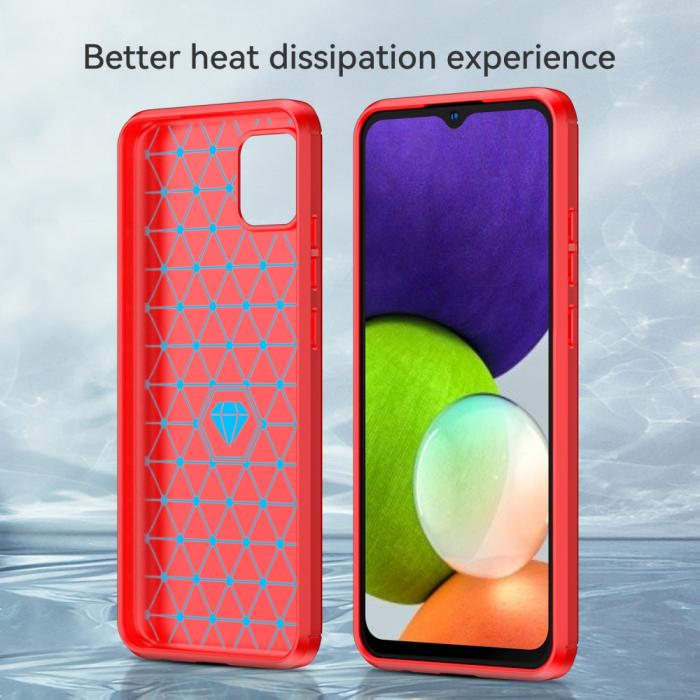 Bild 4, Samsung Galaxy A03 Skal Borstad Stål Textur Röd