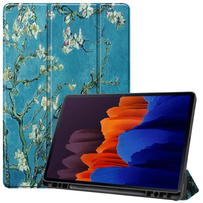 Bild 1, Samsung Galaxy Tab S7 Plus / Tab S8 Plus Fodral Tri-Fold Pennhållare