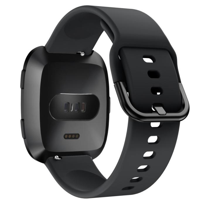 Bild 2, Silikon Armband Fitbit Versa/Versa 2 - Svart