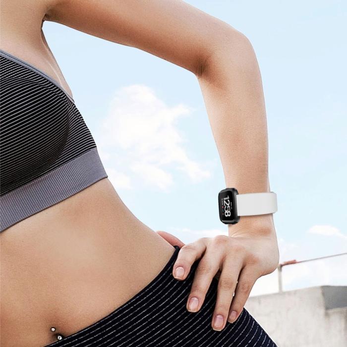 Bild 5, Silikon Armband Fitbit Versa/Versa 2 - Vit