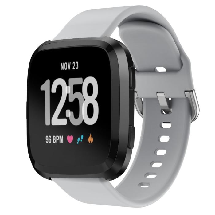 Bild 1, Silikon Armband Fitbit Versa/Versa 2 - Grå