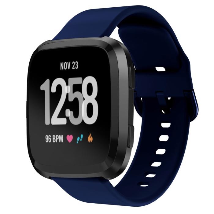 Bild 1, Silikon Armband Fitbit Versa/Versa 2 - Mörk Blå