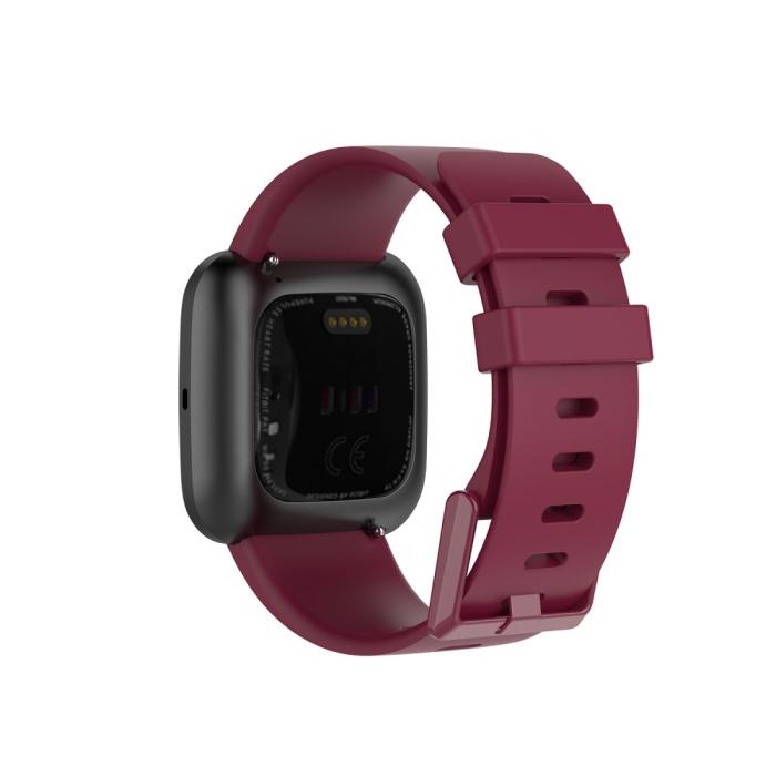 Bild 2, Silikon Armband Fitbit Versa 2/Versa Lite - Vinröd