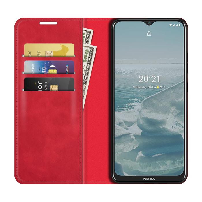 Bild 4, Nokia G10 / G20 Fodral Skin Touch Läder Röd