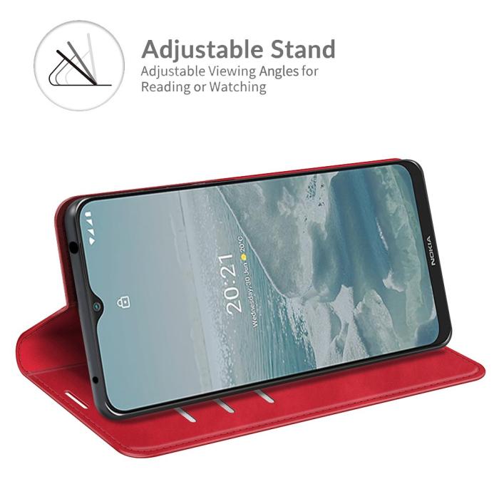 Bild 5, Nokia G10 / G20 Fodral Skin Touch Läder Röd