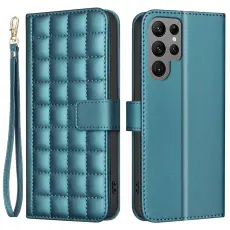 Samsung Galaxy S25 Ultra Fodral L&auml;der Rutor Gr&ouml;n