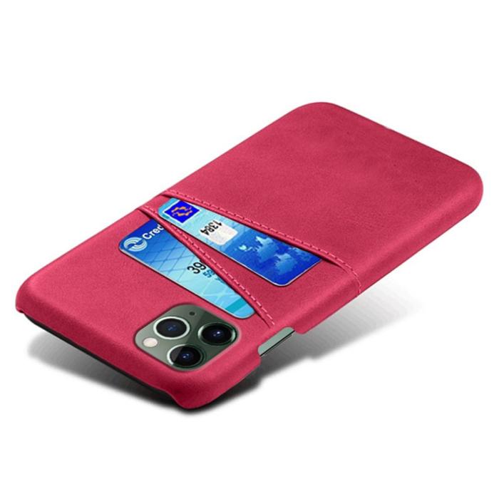 Bild 3, iPhone 15 Skal Läder Med 2 Kortfack Rosa