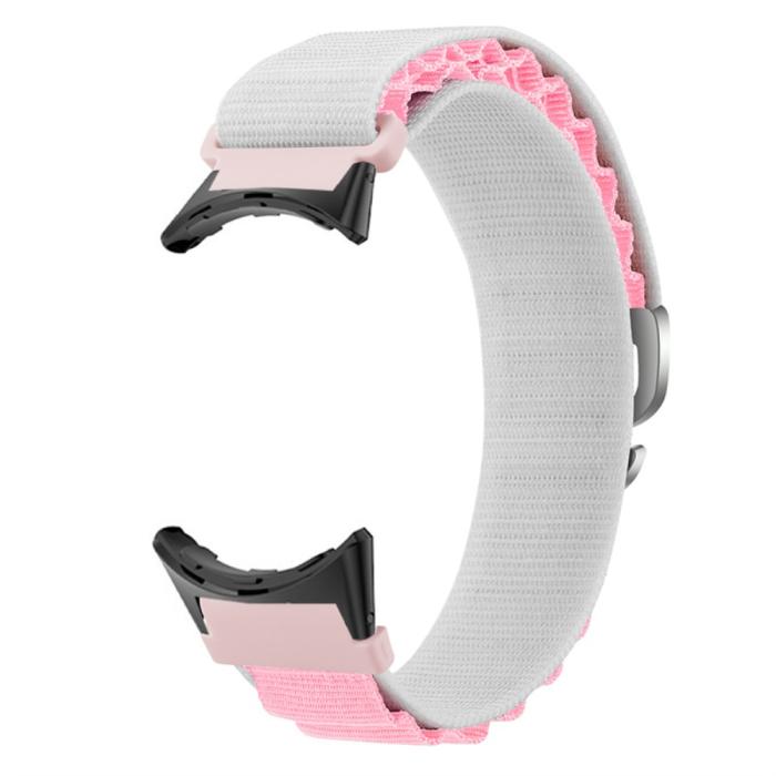 Bild 1, Google Pixel Watch / Watch 2 Armband Nylon Pro Vit/Rosa