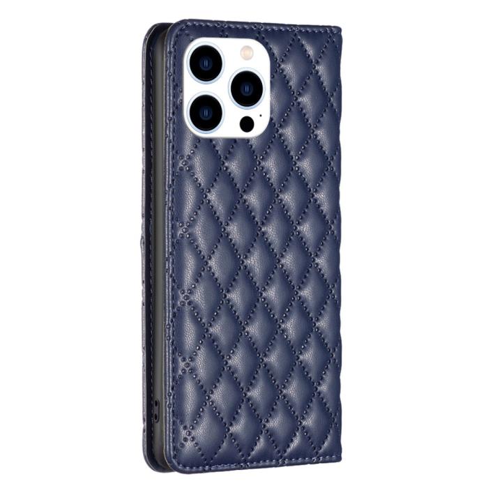 Bild 6, iPhone 16 Pro Fodral Diamond Flip Läder Mörk Blå