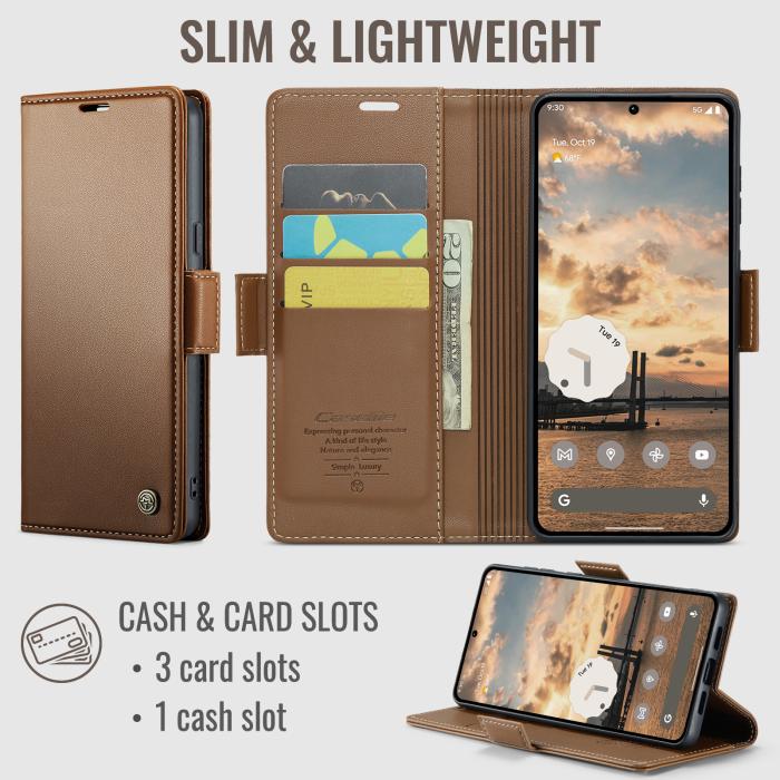 Bild 2, CASEME Google Pixel 11 / 11 Pro Fodral RFID Läder Brun