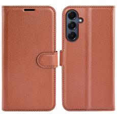 Samsung Galaxy A17 Fodral Litchi L&auml;der Brun