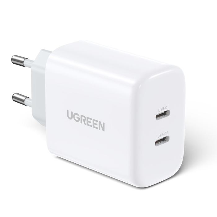 Bild 1, Ugreen 40W 2x USB-C PD Snabbladdare Väggladdare Vit