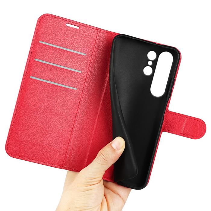 Bild 4, Samsung Galaxy S24 Ultra Fodral Läder Litchi Röd