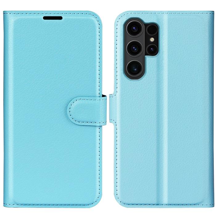 Bild 1, Samsung Galaxy S24 Ultra Fodral Läder Litchi Ljus Blå