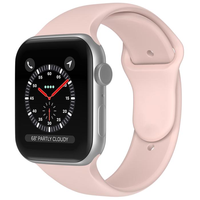 Bild 2, Apple Watch 42/44/45/49 mm Silikon Armband (S/M) Sand Pink