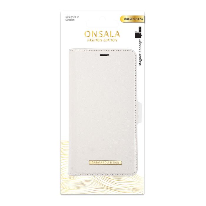 Bild 2, ONSALA iPhone 12 / 12 Pro 2in1 Magnet Fodral / Skal Saffiano White