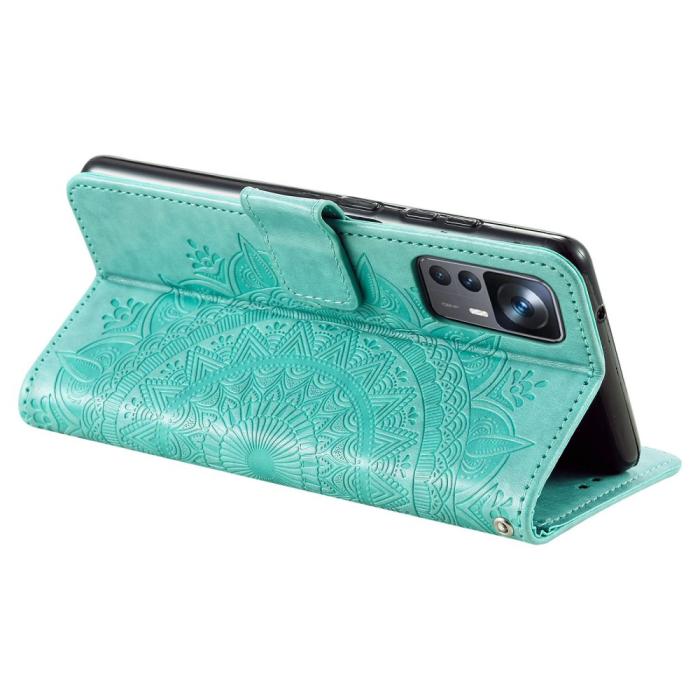 Bild 4, Xiaomi 12T / 12T Pro Fodral Mandala Läder Grön