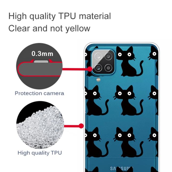 Bild 2, Samsung Galaxy A12 - Skal Med Tryck - Svarta Katter