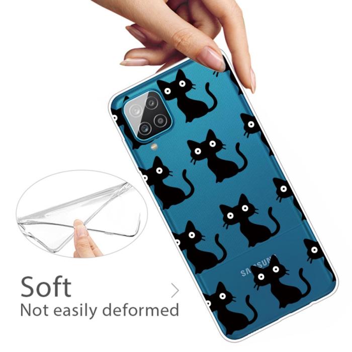Bild 3, Samsung Galaxy A12 - Skal Med Tryck - Svarta Katter
