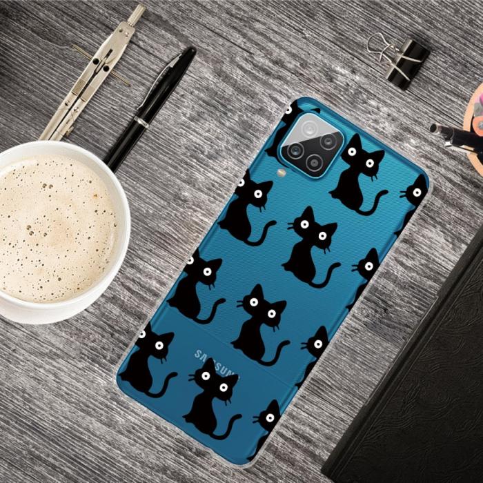 Bild 4, Samsung Galaxy A12 - Skal Med Tryck - Svarta Katter