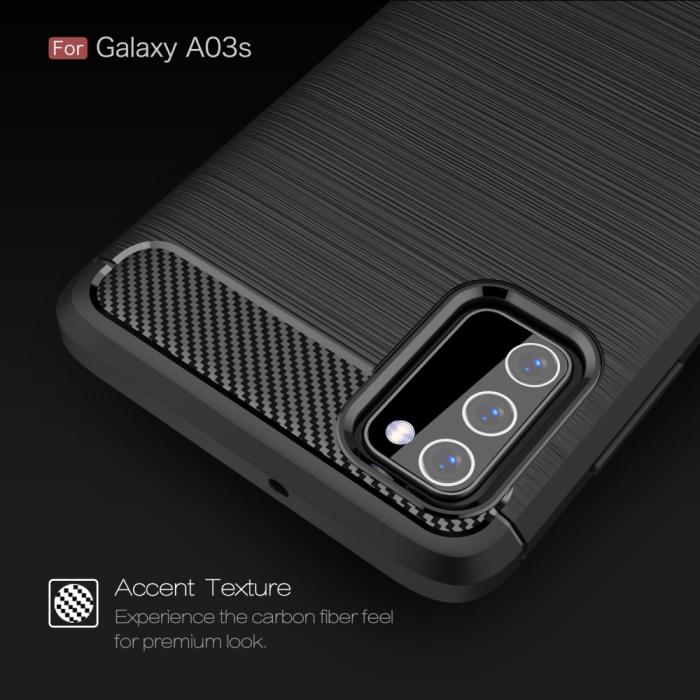 Bild 3, Samsung Galaxy A03s Skal Borstad Stål Textur Svart